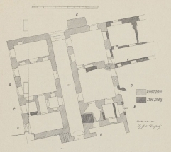 Půdorys přízemí Kurzovského domu. Podle R. Hlubinky