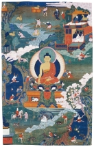 Buddha a příběhy z jeho života, Tibet,  konec 17. století, Národní galerie Praha