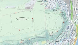 Mapa s hlavními výchozími a orientačními body