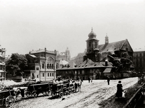 Bourání bloku domů v okolí kostela sv. Ducha  a Španělské synagogy, Rudolf Kříženecký, 1912