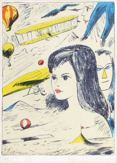 Kamil Lhoták, Anička skřítek a Slaměný Hubert, litografie, 1975