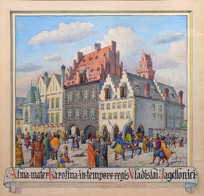Karolinum za vlády Vladislava Jagellonského,  historická rekonstrukce, 1952