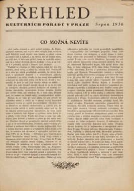 Přehled kulturních pořadů v Praze srpen 1956