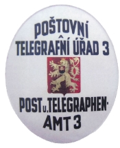 Unifikovaný  poštovní štít s česko­‑německým nápisem