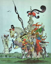 Litografie Rytíř, smrt a ďábel, 1989