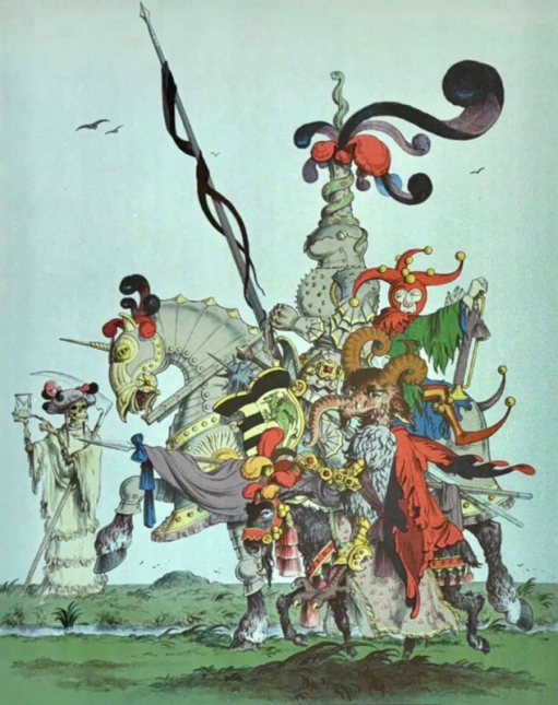 Litografie Rytíř, smrt a ďábel, 1989