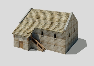 Rekonstrukce románského domu 2. Kresba P. Zoch